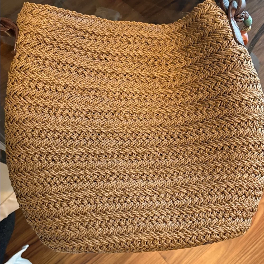 Brighton Floral Embroidered Tan and Brown Women's Bag - Picture 3 of 7